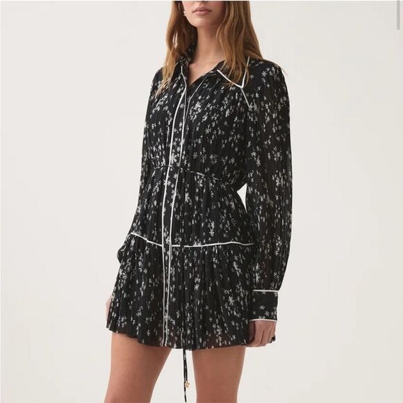 NWT 475.99 AJA Starflower Mini Dress In Nightfall Daisies Size 10 - Picture 2 of 3